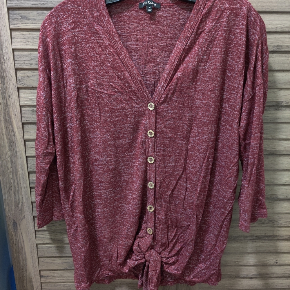 Pink Clover red/maroon top with knot in front